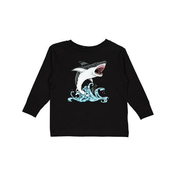 Inktastic Great White Shark Jumping Boys or Girls Long Sleeve Toddler T-Shirt