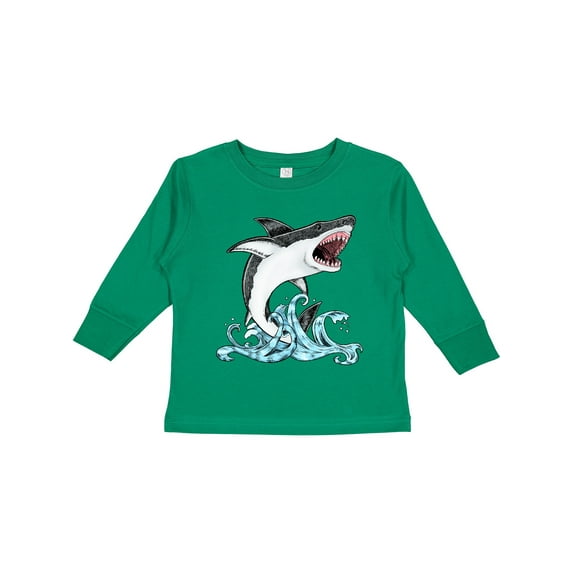Inktastic Great White Shark Jumping Boys or Girls Long Sleeve Toddler T-Shirt