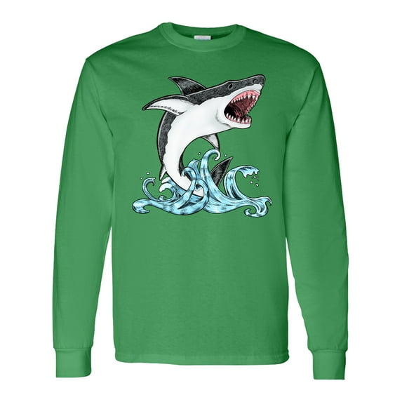 Inktastic Great White Shark Jumping Long Sleeve T-Shirt