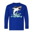 thumbnail image 1 of Inktastic Great White Shark Jumping Long Sleeve Youth T-Shirt, 1 of 5