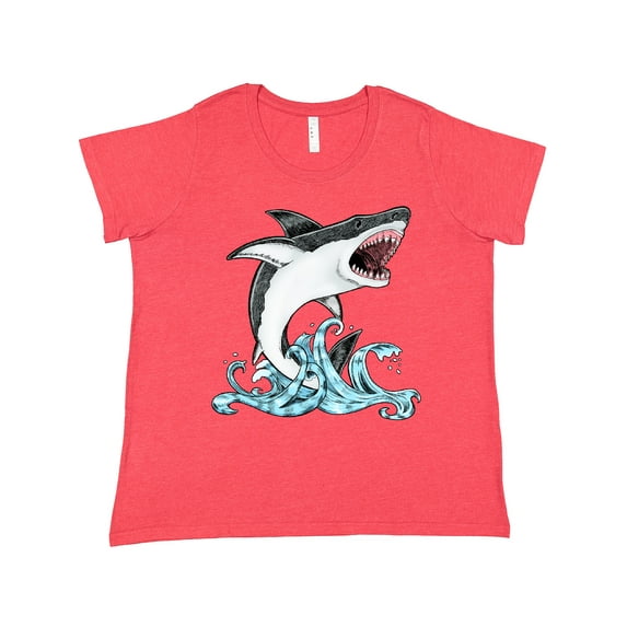 Inktastic Great White Shark Jumping Women's Plus Size T-Shirt