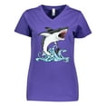 thumbnail image 1 of Inktastic Great White Shark Jumping Women's V-Neck T-Shirt, 1 of 5