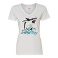thumbnail image 1 of Inktastic Great White Shark Jumping Women's V-Neck T-Shirt, 1 of 5