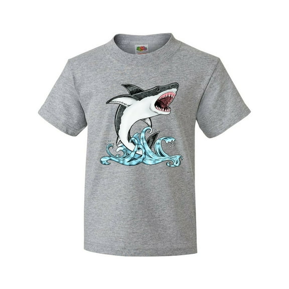Inktastic Great White Shark Jumping Youth T-Shirt