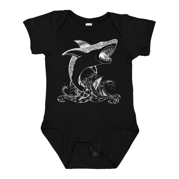 Inktastic Great White Shark Jumping in White Boys or Girls Baby Bodysuit