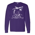 thumbnail image 1 of Inktastic Great White Shark Jumping in White Long Sleeve T-Shirt, 1 of 5