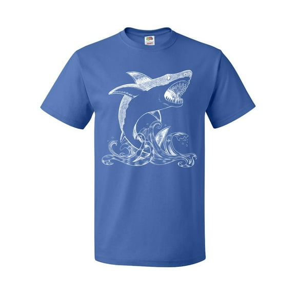 Inktastic Great White Shark Jumping in White T-Shirt