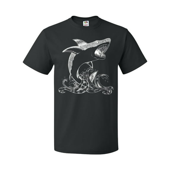 Inktastic Great White Shark Jumping in White T-Shirt