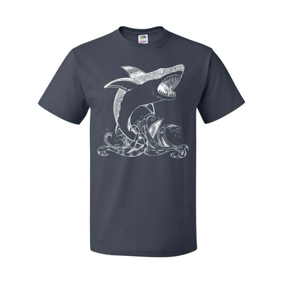 Inktastic Great White Shark Jumping in White T-Shirt