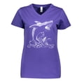 thumbnail image 1 of Inktastic Great White Shark Jumping in White Women's V-Neck T-Shirt, 1 of 5