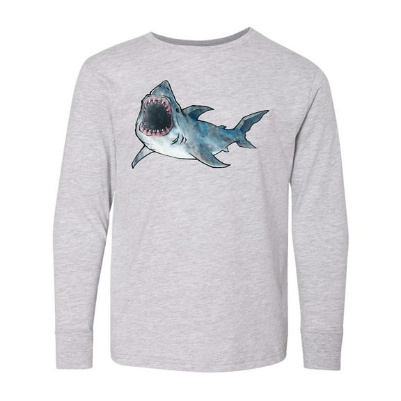Inktastic Great White Shark Long Sleeve Youth T-Shirt