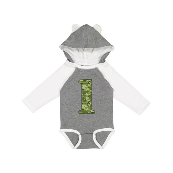 Inktastic Green Camo 1st Birthday Boys Long Sleeve Baby Bodysuit