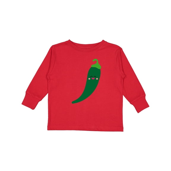 Inktastic Green Chili Pepper Kawaii Boys or Girls Long Sleeve Toddler T-Shirt
