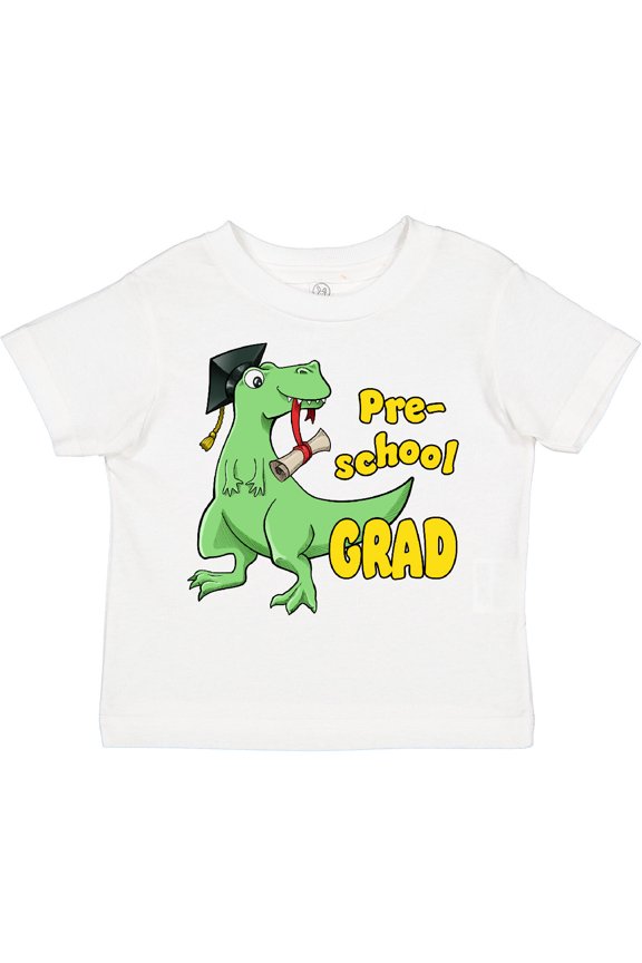 Green Dinosaur Pre-school Grad with Cap and Diploma Boys or Girls Toddler T-Shirt