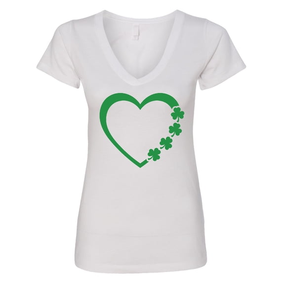 Inktastic Green Shamrock Heart St Patrick's Day Women's V-Neck T-Shirt