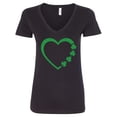 thumbnail image 1 of Inktastic Green Shamrock Heart St Patrick's Day Women's V-Neck T-Shirt, 1 of 5
