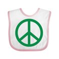 thumbnail image 1 of Inktastic Green Symbol Peace Sign Boys or Girls Baby Bib, 1 of 4