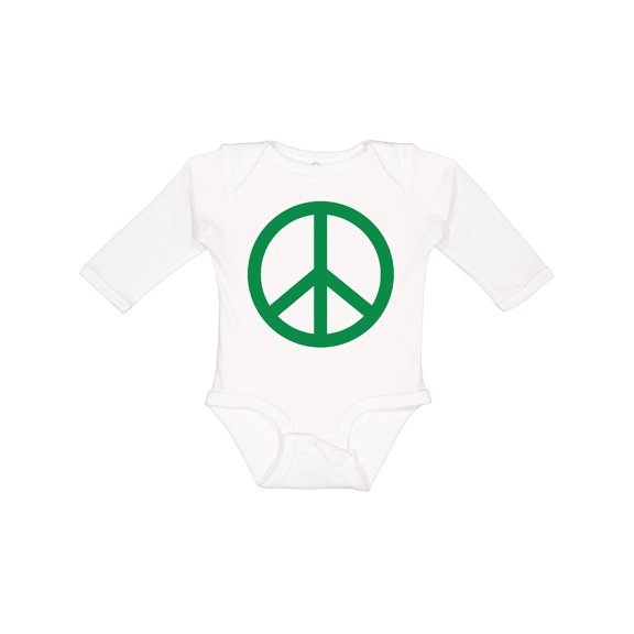Inktastic Green Symbol Peace Sign Boys or Girls Long Sleeve Baby Bodysuit