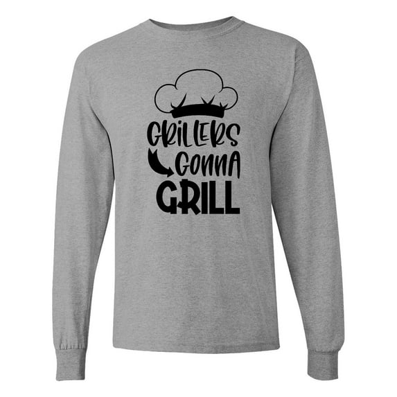 Inktastic Grillers Gonna Grill, Chef's Hat, Barbecue, Bbq, Typography Long Sleeve T-Shirt