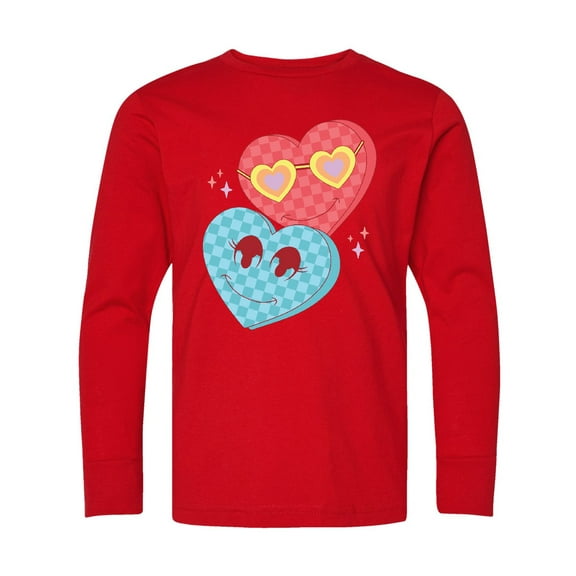 Inktastic Groovy Valentine Vibes Valentines Day Long Sleeve Youth T-Shirt