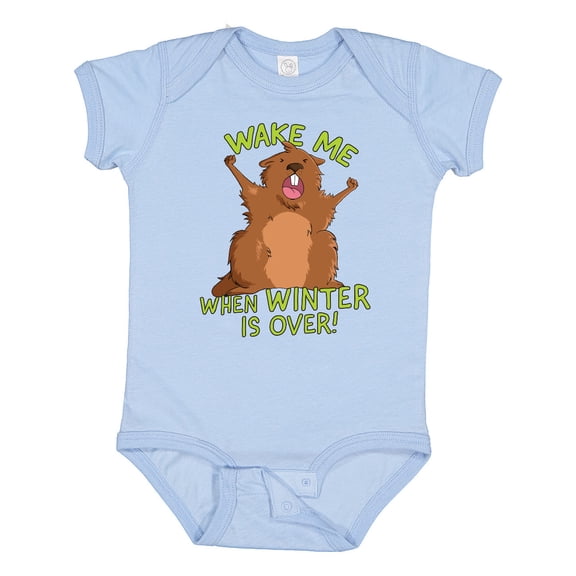 Inktastic Groundhog Day Wake Me when Winter is over Boys or Girls Baby Bodysuit