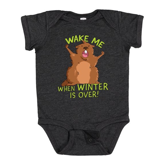 Inktastic Groundhog Day Wake Me when Winter is over Boys or Girls Baby Bodysuit