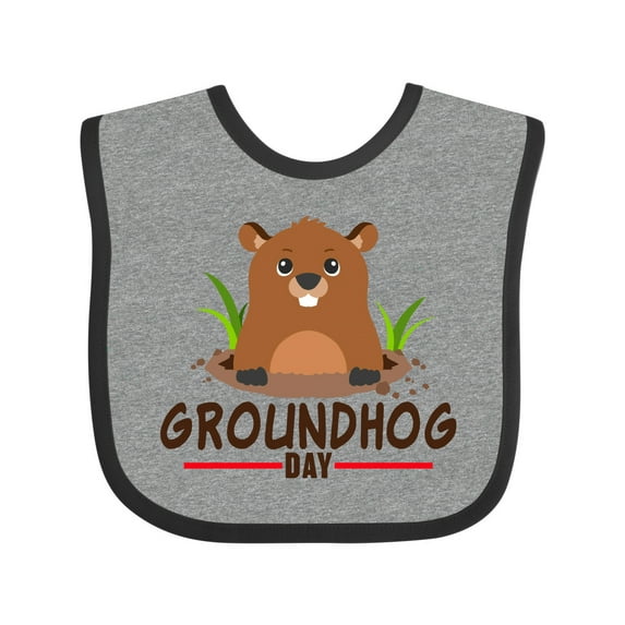 Inktastic Groundhog Day with Cute Groundhog Illustration Boys or Girls Baby Bib