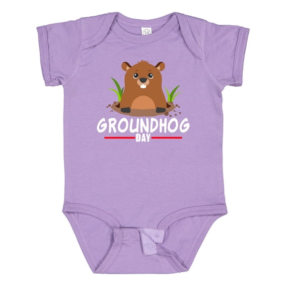 Inktastic Groundhog Day with Cute Groundhog Illustration Boys or Girls Baby Bodysuit