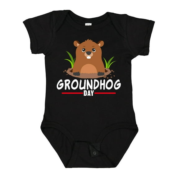 Inktastic Groundhog Day with Cute Groundhog Illustration Boys or Girls Baby Bodysuit