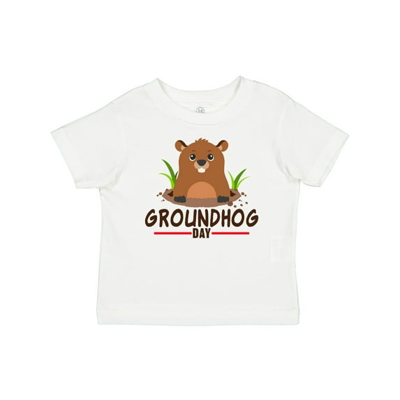 Inktastic Groundhog Day with Cute Groundhog Illustration Boys or Girls Baby T-Shirt