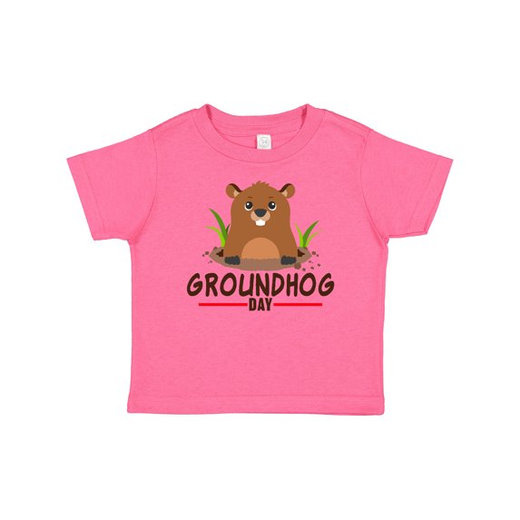 Inktastic Groundhog Day with Cute Groundhog Illustration Boys or Girls Baby T-Shirt