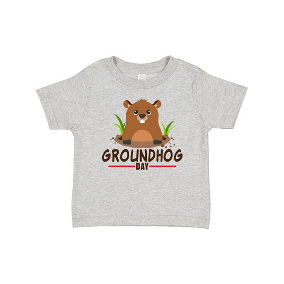 Inktastic Groundhog Day with Cute Groundhog Illustration Boys or Girls Baby T-Shirt