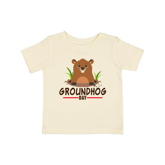 Inktastic Groundhog Day with Cute Groundhog Illustration Boys or Girls Baby T-Shirt