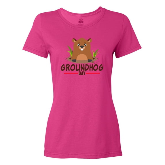 Inktastic Groundhog Day with Cute Groundhog Illustration Women's T-Shirt