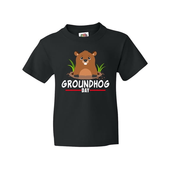 Inktastic Groundhog Day with Cute Groundhog Illustration Youth T-Shirt