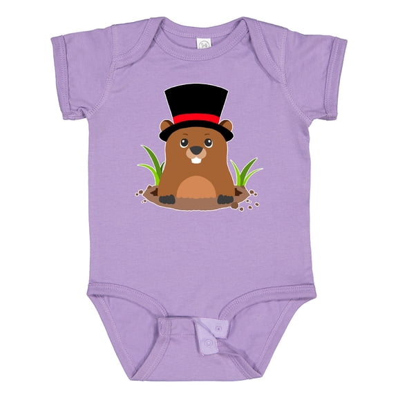 Inktastic Groundhog Day with Groundhog in Top Hat Boys or Girls Baby Bodysuit