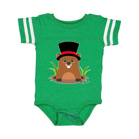 Inktastic Groundhog Day with Groundhog in Top Hat Boys or Girls Baby Bodysuit
