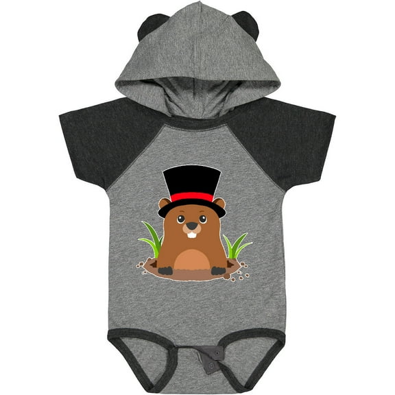 Inktastic Groundhog Day with Groundhog in Top Hat Boys or Girls Baby Bodysuit