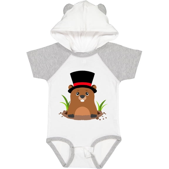 Inktastic Groundhog Day with Groundhog in Top Hat Boys or Girls Baby Bodysuit