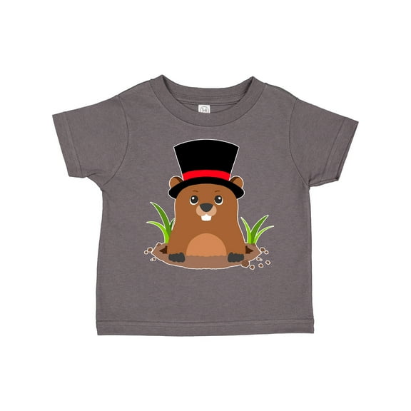 Inktastic Groundhog Day with Groundhog in Top Hat Boys or Girls Toddler T-Shirt