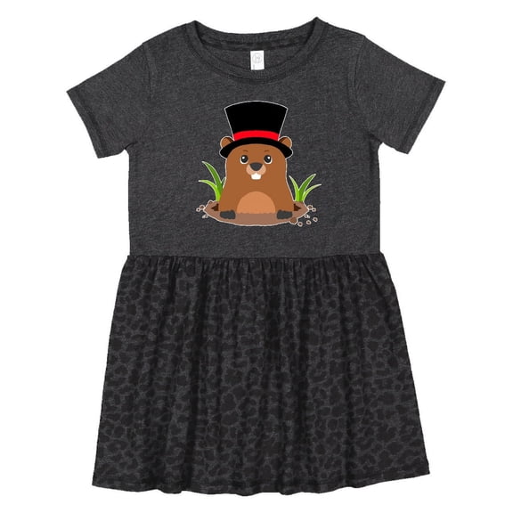 Inktastic Groundhog Day with Groundhog in Top Hat Girls Toddler Dress