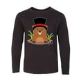 thumbnail image 1 of Inktastic Groundhog Day with Groundhog in Top Hat Long Sleeve Youth T-Shirt, 1 of 5