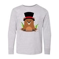 thumbnail image 1 of Inktastic Groundhog Day with Groundhog in Top Hat Long Sleeve Youth T-Shirt, 1 of 5