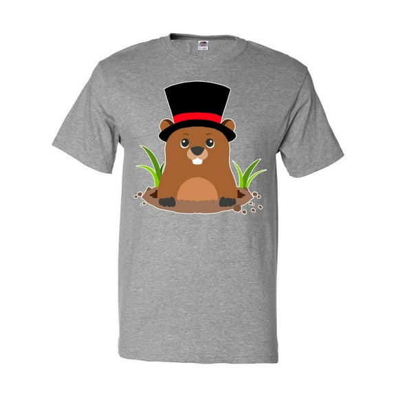 Inktastic Groundhog Day with Groundhog in Top Hat T-Shirt