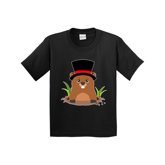 Inktastic Groundhog Day with Groundhog in Top Hat Youth T-Shirt
