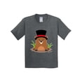 thumbnail image 1 of Inktastic Groundhog Day with Groundhog in Top Hat Youth T-Shirt, 1 of 5