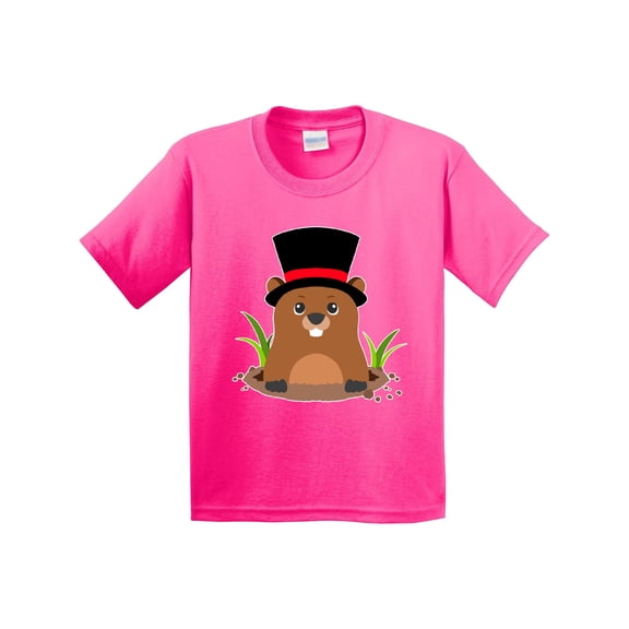 Inktastic Groundhog Day with Groundhog in Top Hat Youth T-Shirt