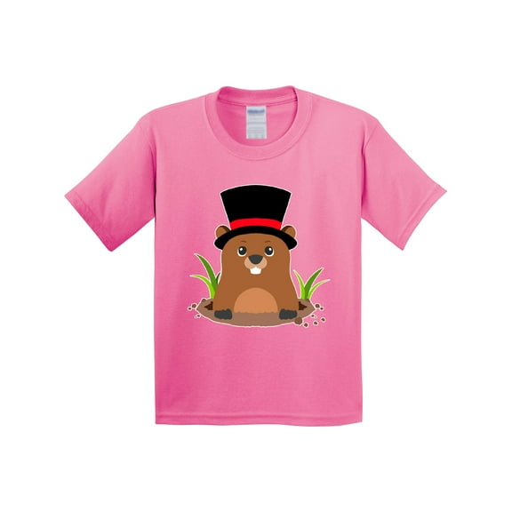 Inktastic Groundhog Day with Groundhog in Top Hat Youth T-Shirt