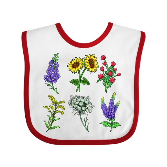 Inktastic Group of Beautiful Wildflowers Boys or Girls Baby Bib