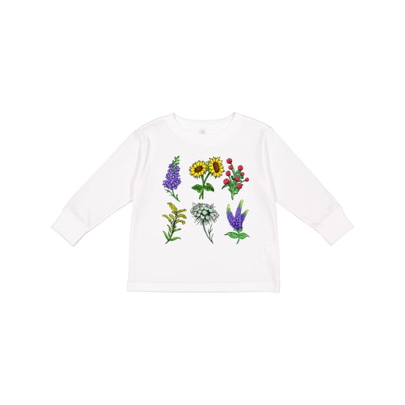 Inktastic Group of Beautiful Wildflowers Boys or Girls Long Sleeve Toddler T-Shirt
